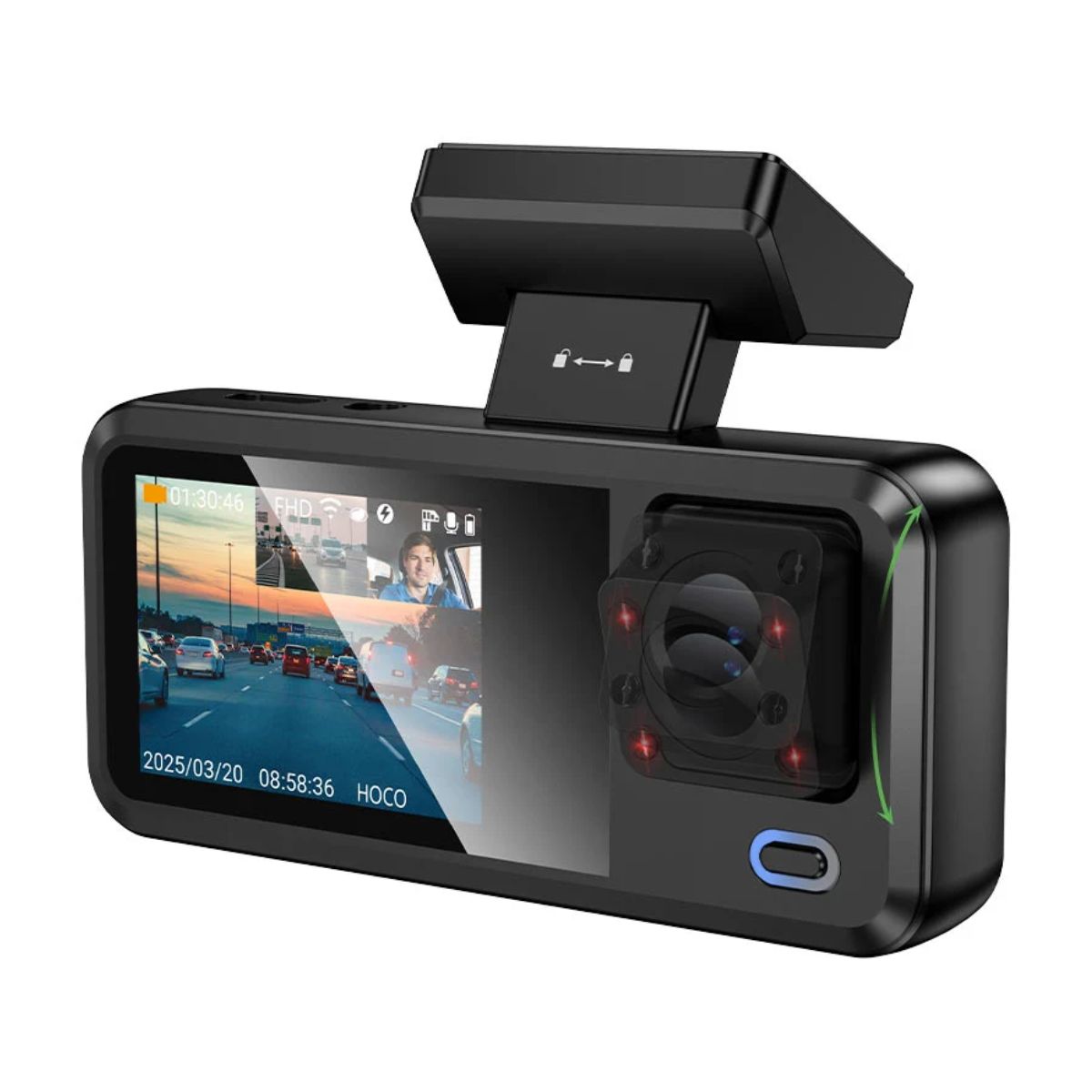 1200x1200 MELI (36) Camara Auto Delantera Trasera E Interna Hd Dvr Con Pantalla - Imagen 1